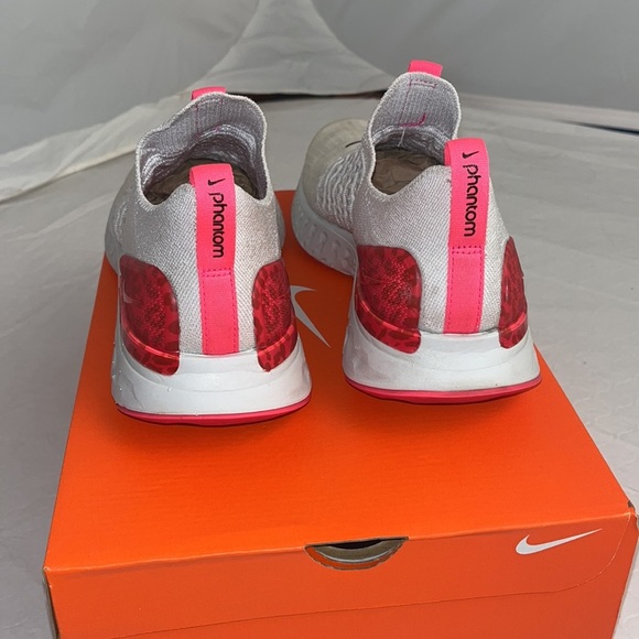 Nike React Phantom Run Flyknit 2 slip on running sneakers white red neon pink - Picture 4 of 8